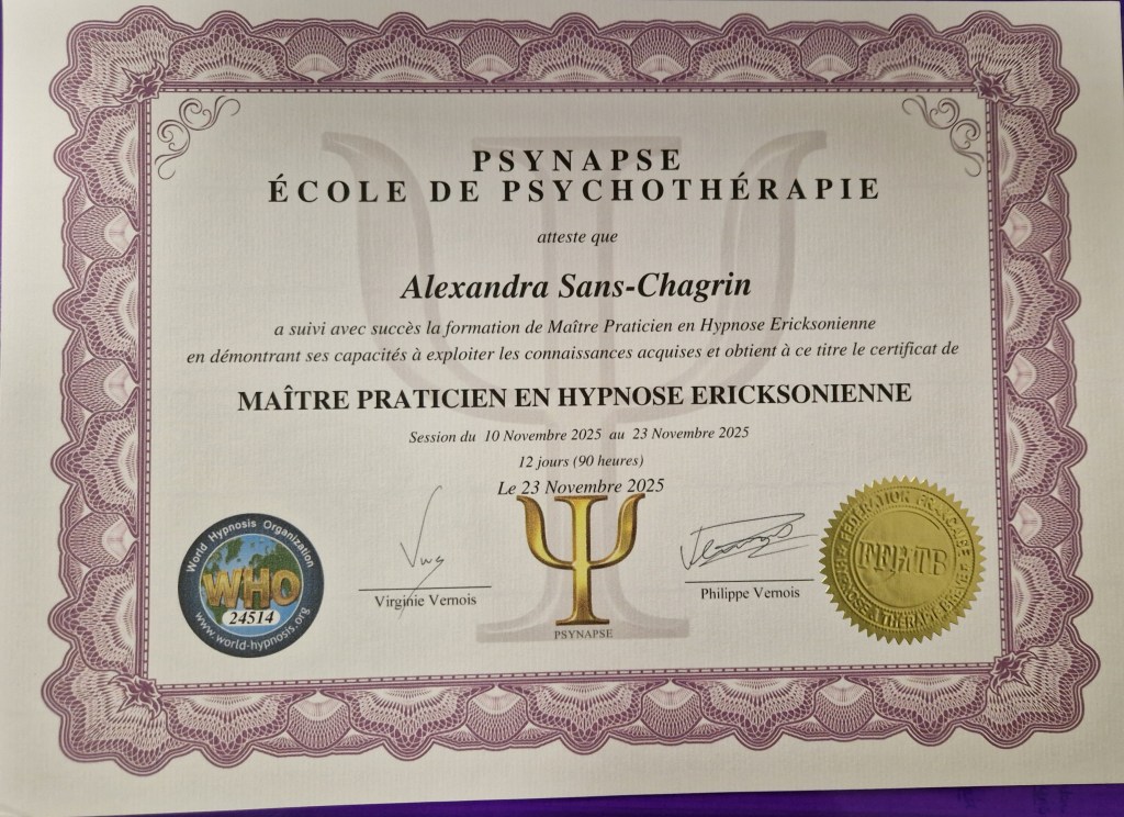 Certification de Maître Praticien en Hypnose